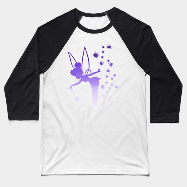 Purple Tinkerbell Ombre Sillhouette Baseball T-Shirt by ijsw